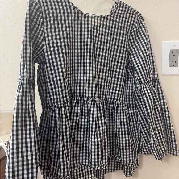Who What Wear Black and White Checkered Blouse - Picture 1 of 5